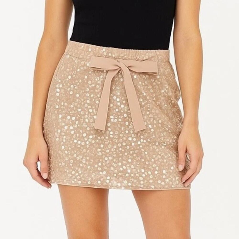 Ann Taylor Women's XS Drawstring Tie Sequin Lined Mini Skirt